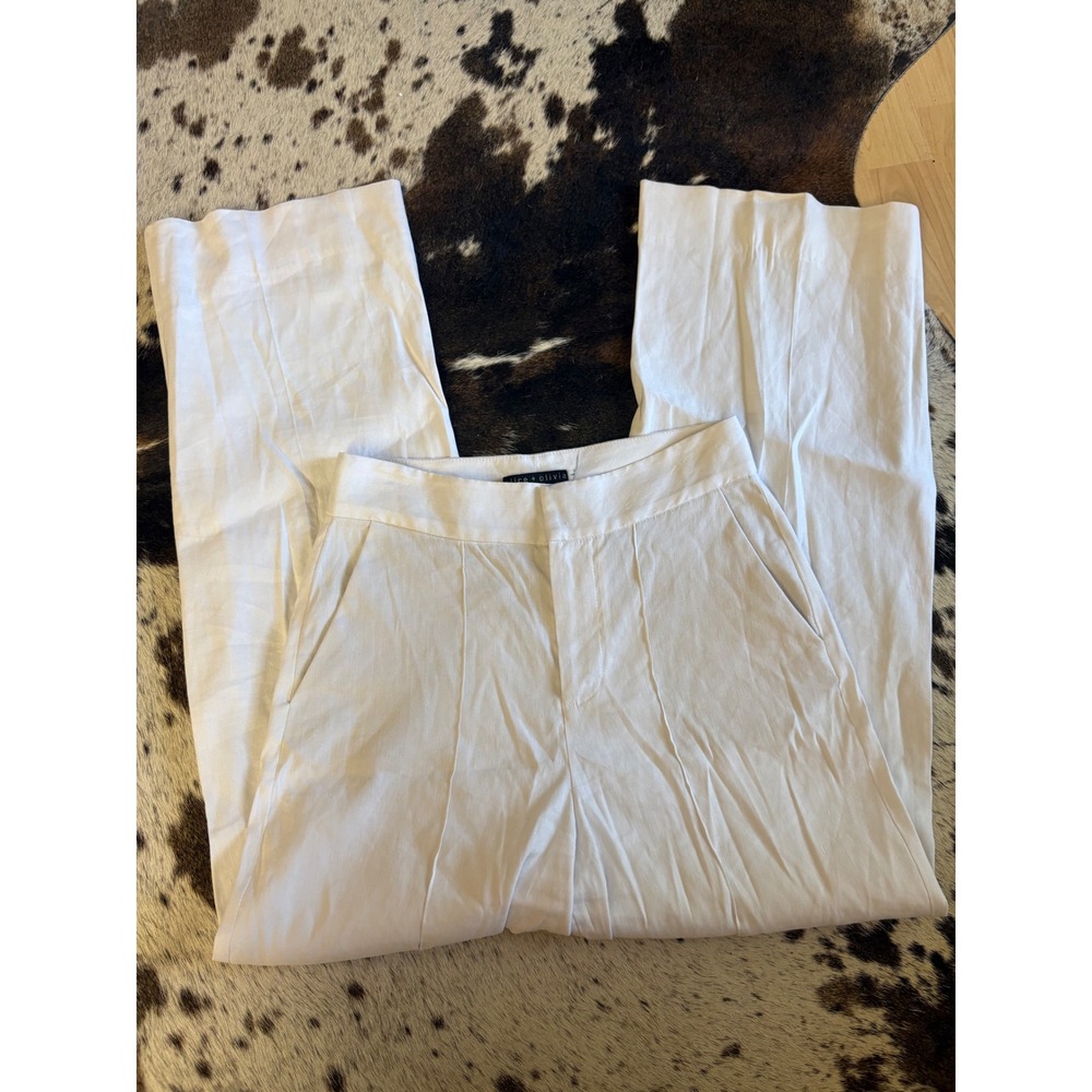 Alice + Olivia Classic White Wide Leg Trousers Size 4